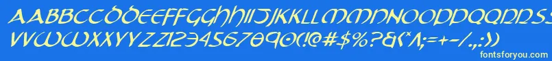 Tristrami Font – Yellow Fonts on Blue Background