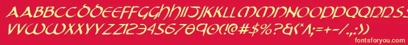 Tristrami Font – Yellow Fonts on Red Background