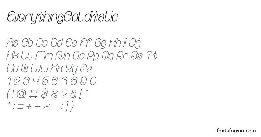 Schriftart EverythingBoldItalic – Alphabet, Zahlen, spezielle Symbole
