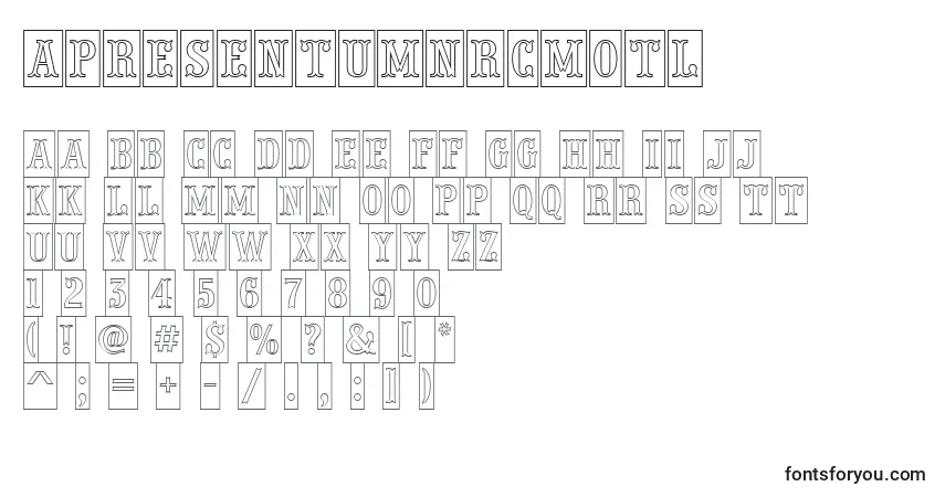 Шрифт APresentumnrcmotl – алфавит, цифры, специальные символы