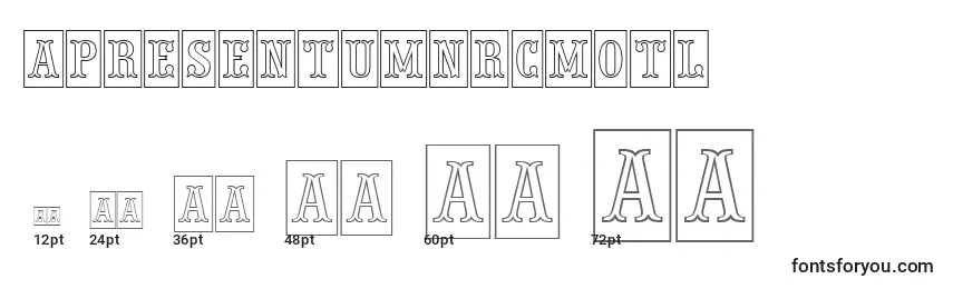 Размеры шрифта APresentumnrcmotl