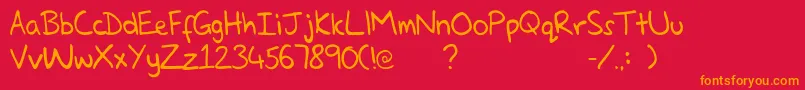 GlennsHand Font – Orange Fonts on Red Background