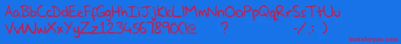 GlennsHand Font – Red Fonts on Blue Background