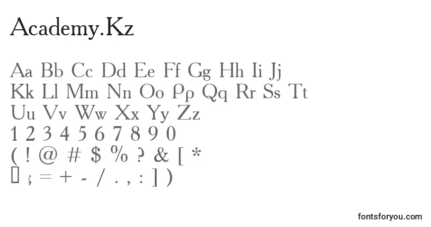 Schriftart Academy.Kz – Alphabet, Zahlen, spezielle Symbole