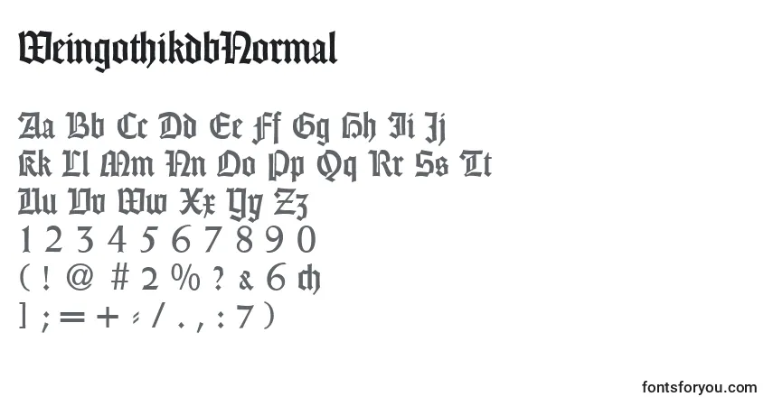 Czcionka WeingothikdbNormal – alfabet, cyfry, specjalne znaki