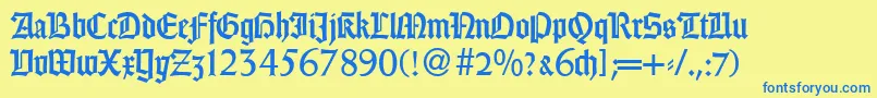 WeingothikdbNormal-Schriftart – Blaue Schriften auf gelbem Hintergrund