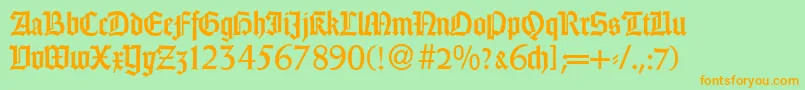 WeingothikdbNormal-Schriftart – Orangefarbene Schriften auf grünem Hintergrund