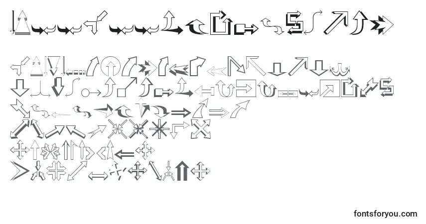Шрифт CarrArrowsOutline – алфавит, цифры, специальные символы
