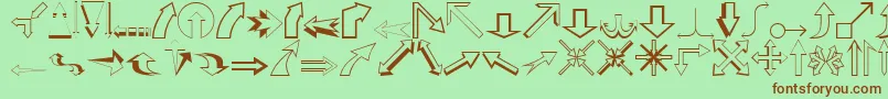 Czcionka CarrArrowsOutline – brązowe czcionki na zielonym tle