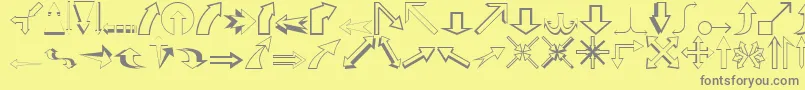 CarrArrowsOutline-Schriftart – Graue Schriften auf gelbem Hintergrund