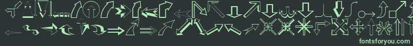 フォントCarrArrowsOutline – 黒い背景に緑の文字