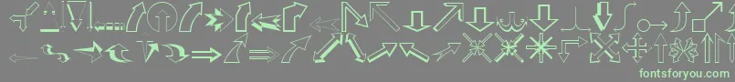 フォントCarrArrowsOutline – 灰色の背景に緑のフォント
