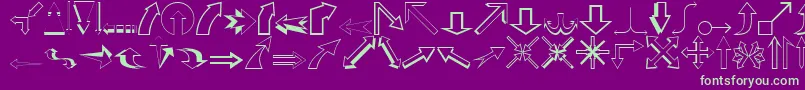 フォントCarrArrowsOutline – 紫の背景に緑のフォント