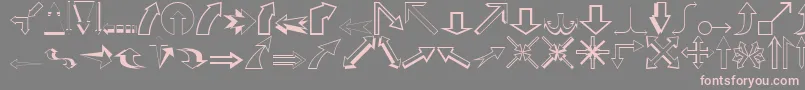 フォントCarrArrowsOutline – 灰色の背景にピンクのフォント
