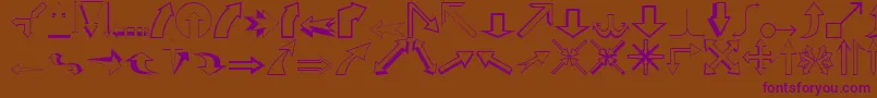 フォントCarrArrowsOutline – 紫色のフォント、茶色の背景