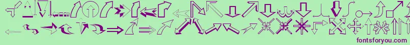 Czcionka CarrArrowsOutline – fioletowe czcionki na zielonym tle