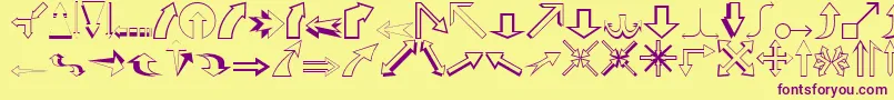 CarrArrowsOutline-fontti – violetit fontit keltaisella taustalla