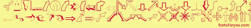 CarrArrowsOutline-fontti – punaiset fontit keltaisella taustalla