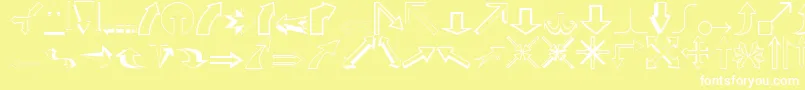 フォントCarrArrowsOutline – 黄色い背景に白い文字