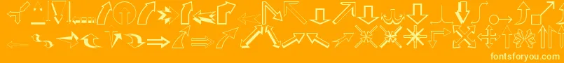 フォントCarrArrowsOutline – オレンジの背景に黄色の文字
