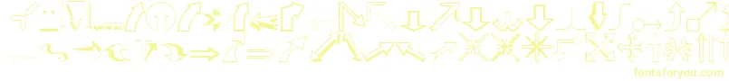 Czcionka CarrArrowsOutline – żółte czcionki na białym tle