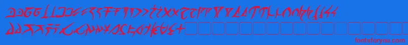 BarazhadBoldItalic-Schriftart – Rote Schriften auf blauem Hintergrund