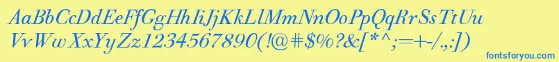 PfbodonitextItalic Font – Blue Fonts on Yellow Background