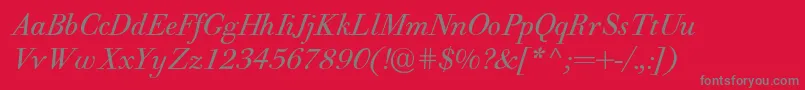 More about PfbodonitextItalic Font PfbodonitextItalic Font – Gray Fonts on Red Background