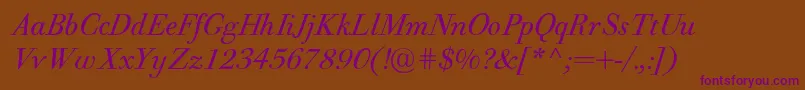 PfbodonitextItalic Font – Purple Fonts on Brown Background