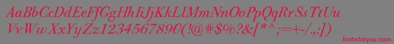 PfbodonitextItalic Font – Red Fonts on Gray Background
