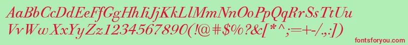 PfbodonitextItalic Font – Red Fonts on Green Background