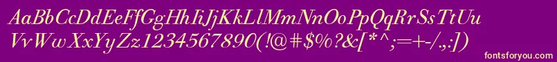 PfbodonitextItalic Font – Yellow Fonts on Purple Background