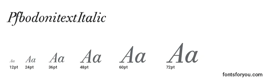 Размеры шрифта PfbodonitextItalic