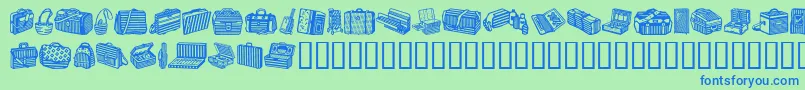 BagsAndStuffIi-Schriftart – Blaue Schriften auf grünem Hintergrund