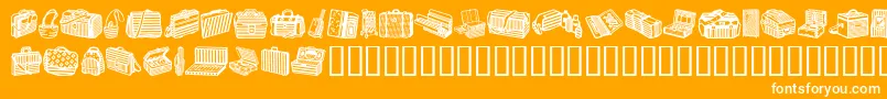 BagsAndStuffIi-Schriftart – Weiße Schriften auf orangefarbenem Hintergrund