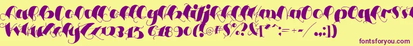 Espesorolas3-Schriftart – Violette Schriften auf gelbem Hintergrund