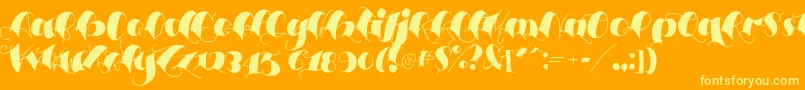 Espesorolas3-Schriftart – Gelbe Schriften auf orangefarbenem Hintergrund