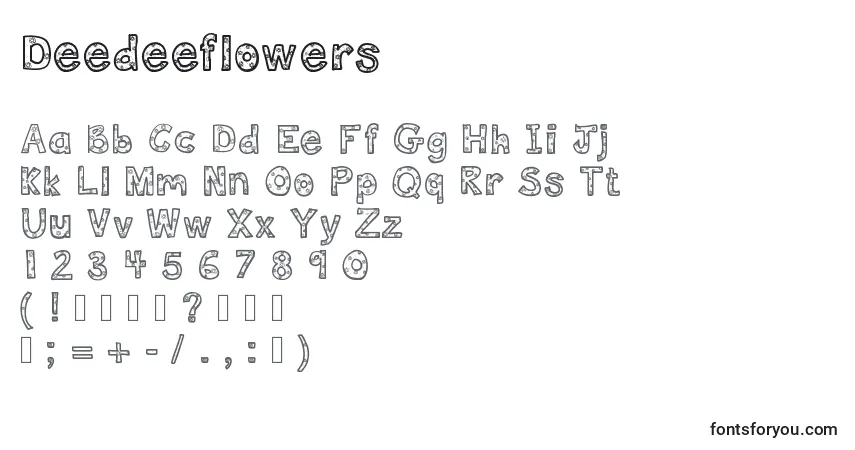 A fonte Deedeeflowers – alfabeto, números, caracteres especiais