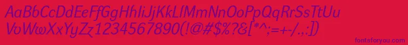 DynagroteskrItalic-Schriftart – Violette Schriften auf rotem Hintergrund