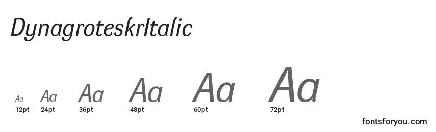 Размеры шрифта DynagroteskrItalic