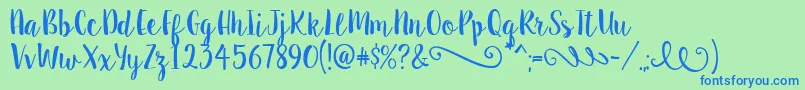 SweetPea Font – Blue Fonts on Green Background