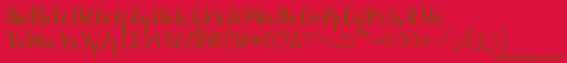 SweetPea-Schriftart – Braune Schriften auf rotem Hintergrund