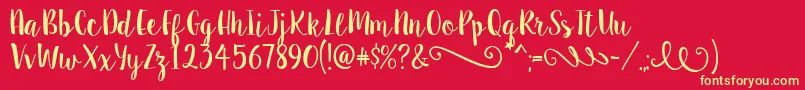 SweetPea-Schriftart – Gelbe Schriften auf rotem Hintergrund