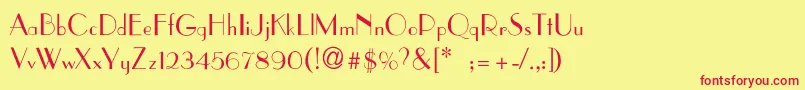 フォントAsianartThin – 赤い文字の黄色い背景