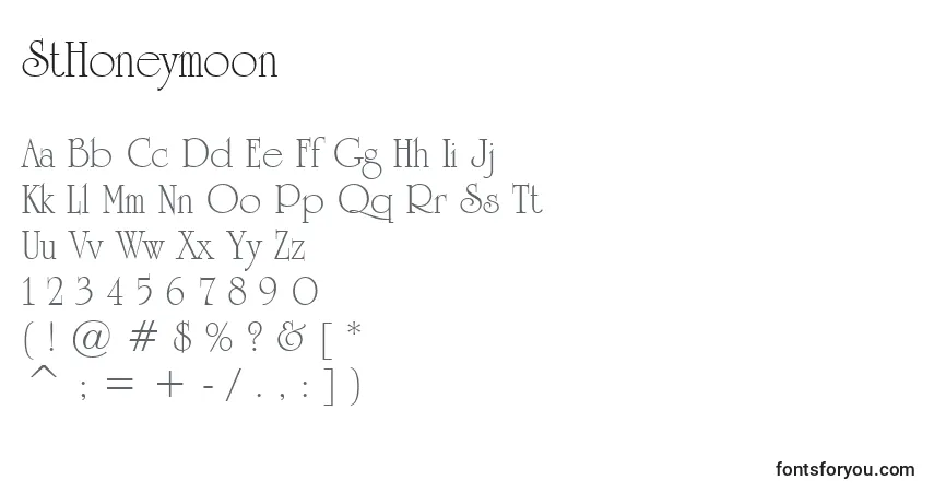 A fonte StHoneymoon – alfabeto, números, caracteres especiais
