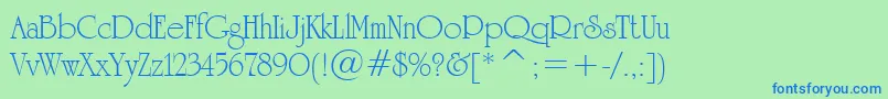 StHoneymoon Font – Blue Fonts on Green Background