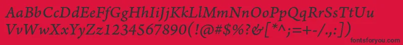 Шрифт ArnoproItaliccaption – чёрные шрифты на красном фоне