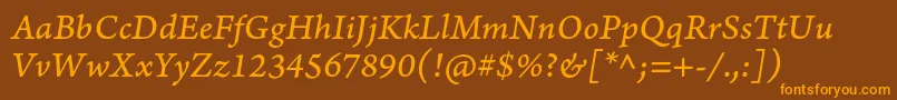 ArnoproItaliccaption Font – Orange Fonts on Brown Background