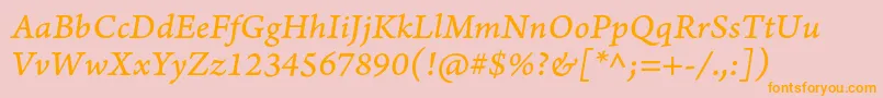 ArnoproItaliccaption Font – Orange Fonts on Pink Background