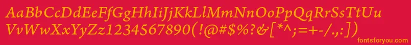ArnoproItaliccaption Font – Orange Fonts on Red Background